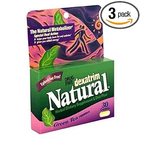 Dexatrim Ephedrine-Free Herbal Dietary Supplement & Diet Plan Caplets, Green Tea Formula, 30-Count Boxes (Pack of 3)