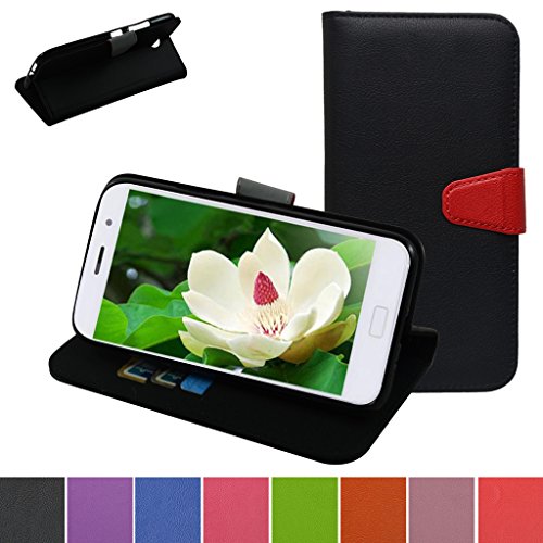 ZUK Z1 Case,Mama Mouth [Stand View] Premium PU Leather [Wallet Case] With Credit Card / Cash Slots Cover For ZUK Z1 Smartphone,Black