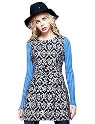 Short Sweater Jacquard  Sleeveless Winter  Dress With a Bow(s)