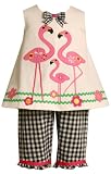 Bonnie Baby Flamingo Appliques Capri Set, Black/White, 12 Months