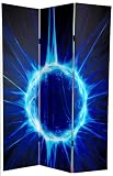 Psychedelic Science Photo Art Print Wall Décor for Him - 6' Double Printed Virus Image & Tie Dye Canvas Room Divider Floor Screen