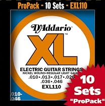 D'Addario EXL110-10P Nickel Regular Light Electric Guitar Strings, 10 Sets