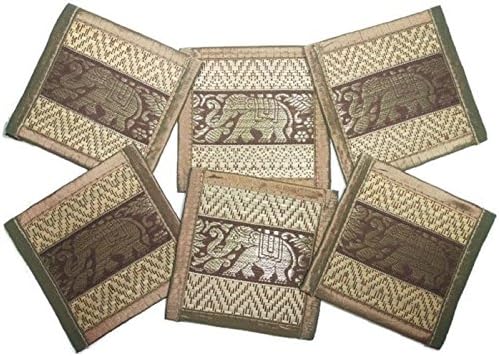 Chic Nature Reed Elephant Collection 6-piece Handmade Coaster Set, Assorted Color (Brown #3)