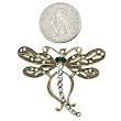 Burnished Goldtone Rhinestone Dragonfly Brooch Pin