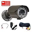VideoSecu 700TVL OSD Menu 1/3'' SONY Effio Color CCD Security Camera Day Night Vision Outdoor High Resolution 4-9mm Varifocal Lens 42 IR Infrared LEDs for CCTV DVR Home Surveillance System with Mini Microphone, Extension Cable and Power Supply WG6