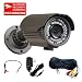 VideoSecu 700TVL OSD Menu 1/3'' SONY Effio Color CCD Security Camera Day Night Vision Outdoor High Resolution 4-9mm Varifocal Lens 42 IR Infrared LEDs for CCTV DVR Home Surveillance System with Mini Microphone, Extension Cable and Power Supply WG6