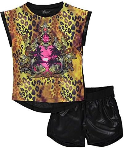 Hello Gorgeous Big Girls' "Wild Paradise" 2-Piece Outfit - blue/yellow, 8