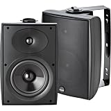 Athena AS-06 2-Way Outdoor Speakers with Brackets, Matte Black (Pair)