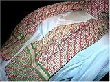 Sarong Song Design Hand Printed 100% Cotton Anokhi Scarf with Beaded Borders, 15 inches X 60 inches