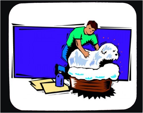 Decorated Mouse Pad with man, body, individuals, individual, humans, soap, person, dog, washing, human, bath, persons, people