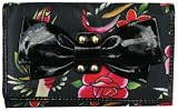 Iron Fist Society Suicide Old School Tattoo Print Vegan Medium Satin Wallet Black