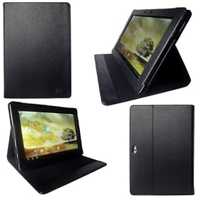 YooMee Asus Eee Pad Transformer PRIME TF201 Black Leather Case Cover Folio with Multi-Angle Stand