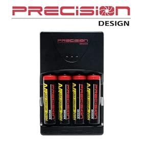(4) Precision Design AA 2900mAh NiMH Rechargeable Batteries & Charger for Canon Powershot, Nikon Coolpix, Sony CyberShot, Casio Exilim, Kodak EasyShare, Fuji Finepix, Panasonic Lumix, Pentax Optio, Samsung Digimax and Olympus SP Series Digital Cameras
