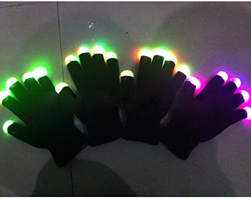 Totoab New 7 Mode LED Rave Light Finger Lighting Flashing Glove Glow Mitt Black Gloves