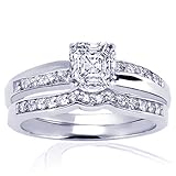 1 Ct Asscher Cut Petite Diamond Engagement Wedding Rings Pave Set 14K VS2 GIA