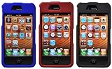 CrazyOnDigital Accessories Black Blue Red Hard Snap On Protector Cases for Apple iPhone 4 4G HD 16GB 32GB Wireless Cell Phone. Bonus CrazyOnDigital Wristband included.