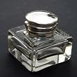 Clear Cut Glass Inkwell Antique Reproduction
