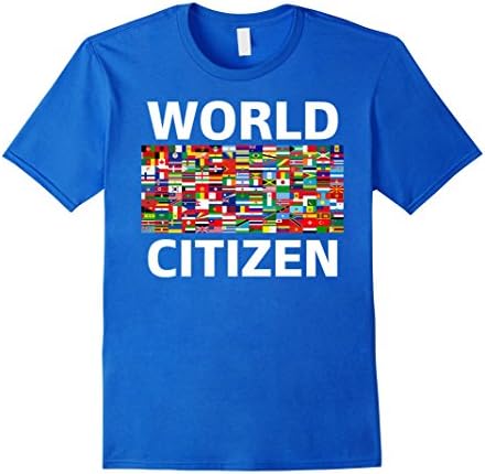 Men's World Citizen Countries Flag EqualityTogether Peace Shirt Large Royal Blue