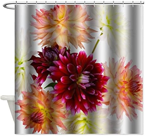 Custom Flowers Dahlia Floral Daisy Waterproof Fabric Thickened Shower Curtain Bathroom 71(W)x79(L)
