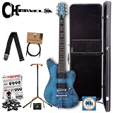 Charvel Desolation SK1 ST Skatecaster Stop Tail Trans Blue Smear Electric Guitar with GO-DPS Planet Waves Shredder Pick Pack Part# PW Shred,Daddario EXL110 Strings,PW-CT-12 Tuner, Ultra Stand 2445 BK,PWS100V Strap,PW-CGT-10 Cable, MBT Hard Case