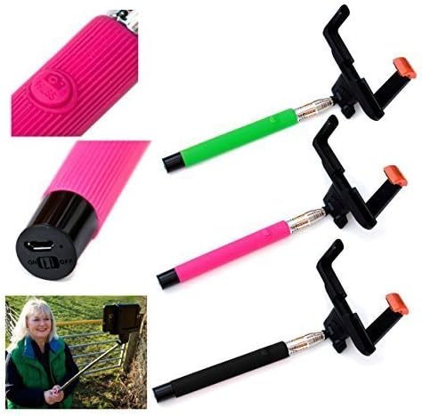 5star Selfie ® Bluetooth Wireless Pink Selfie Stick, Adjustable Telescopic Extendable Monopod, Compatible with Apple, Android Phones &amp; Compact Cameras