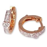 Pave Diamond (.05 ctw) Hoop Earrings with Heart 14k Yellow Gold (with Safety Lock)