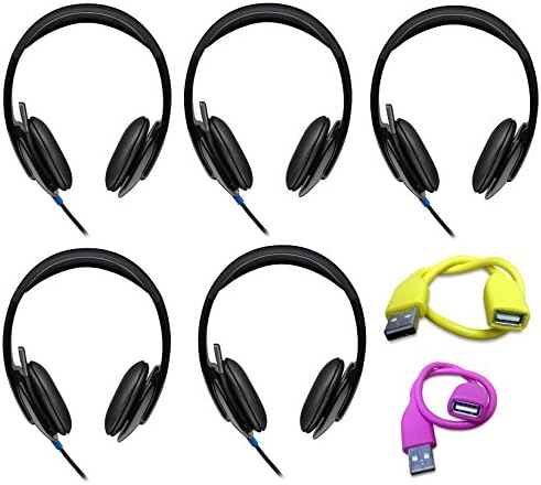 Logitech USB Headset H540 for PC Calls and Music in Bulk Packaging plus Bonus Accessories - 5 pack