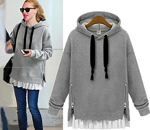 パーカー フーディー スウェット セレカジ ペプラム パーカー 長 袖 トレーナー フーディー グレー (オリジナル・ブレスレットとサシェセット)