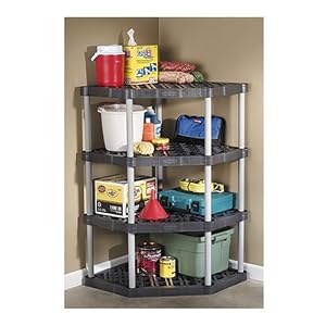 Rubbermaid 54-3/4-Inch Four-Shelf Corner Shelving Unit # 5A3200MICHR
