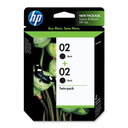 HP 02 (C8721WN) Black Original Ink Cartridge, 2 pack