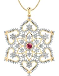 Diamond (1.93 Ct, IJ-SI), 18 Kt Yellow Gold Rising Star Pendant