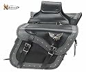 Black and Gray Braided and Studded with Eagle Motorcycle Saddlebags By Xelement