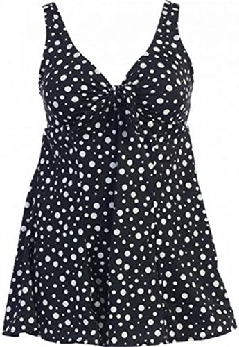 Marina West Plus Size Swimdress 1-Piece Swimsuit 14-18 (14, Black White Bubble)