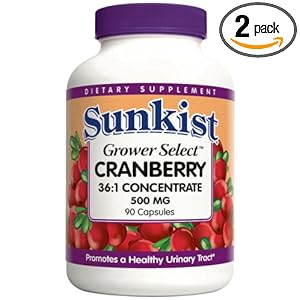 Sunkist Grower Select Cranberry Capsules, 500 mg, 90-Count Bottles (Pack of 2) picture Sunkist Grower Select Cranberry Capsules, 500 mg, 90-Count Bottles (Pack of 2) picture