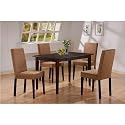 5pc Cappuccino Finish Dining Table & 4 Microfiber Parson Chairs Set