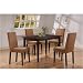 5pc Cappuccino Finish Dining Table & 4 Microfiber Parson Chairs Set