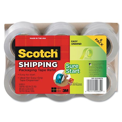 Scotch DP-1000RF6 Refill Rolls for DP-1000 Easy Grip Tape Dispenser, 1.88 Inches x 25 yards, 6 Rolls/Pack