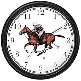 Polo Pony and Rider Chasing Down the Ball Horse Wall Clock by WatchBuddy Timepieces (Slate Blue Frame)