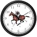 Polo Pony and Rider Chasing Down the Ball Horse Wall Clock by WatchBuddy Timepieces (Slate Blue Frame)