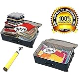 Jumbo Vacuum Space saver Storage bags. [BONUS] Free travel Vacuum hand pump. Jumbo size, excellent for long term storage or saving extra space while traveling. Pack of 6 By Ecogreen Storage