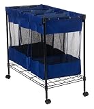 Whitney Design 7119 Metal-Frame Triple Sorter Bin with Wheels, Black Frame