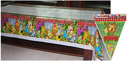 Jungle Birthday Party Series Products- One Tablecloth and Three Packs of Buntings