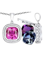 Switch-It Gems (tm) Cushion Cut 10mm Pendant with 12 Interchangeable Simulated Birthstones