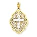 14k & Rhodium Filigree Cross Pendant title=