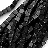 Black Jasper Square Cube Beads 4-5mm / 16 Inch Strand