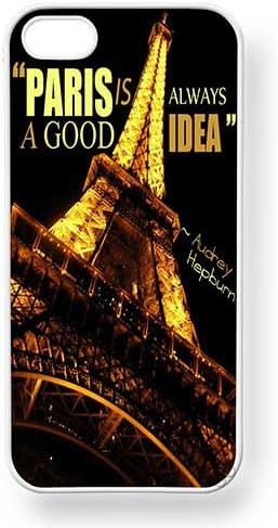 Paris is Always a Good Idea Audrey Hepburn Quote Phone Case for iPhone 5 / 5S (White)