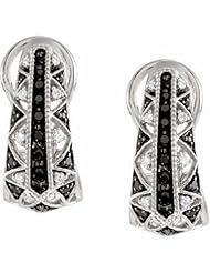 14K White Gold Black and White Diamond Hoop Earrings - 0.50 Ct. -- LIFETIME WARRANTY