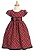 Plaid Holiday/Christmas Girls Dress with Velvet Trim