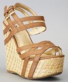 Soda Catal-S Open Toe Strappy Platform Wedge TAN