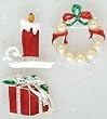 Club Pack of 24 Christmas Jewelry Candle/Wreath/Gift Shaped Decorative Pins